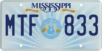MS license plate MTF833