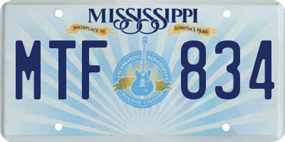 MS license plate MTF834