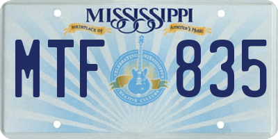 MS license plate MTF835