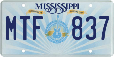 MS license plate MTF837