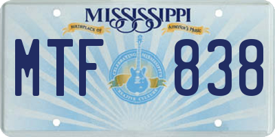 MS license plate MTF838