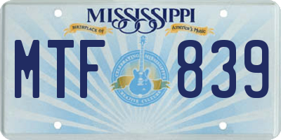 MS license plate MTF839