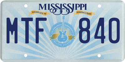 MS license plate MTF840