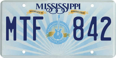 MS license plate MTF842