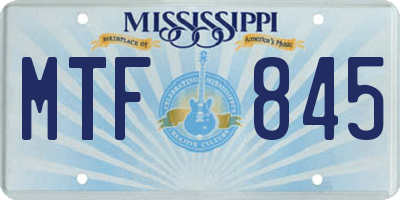MS license plate MTF845