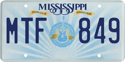MS license plate MTF849
