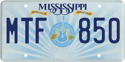 MS license plate MTF850