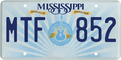 MS license plate MTF852