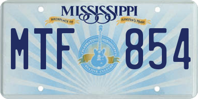 MS license plate MTF854