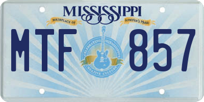 MS license plate MTF857