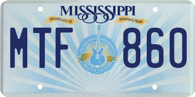 MS license plate MTF860