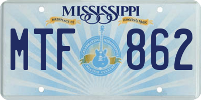 MS license plate MTF862