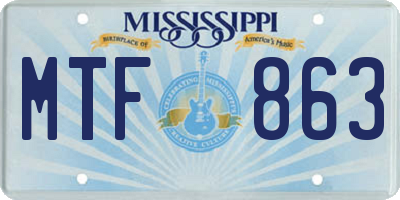 MS license plate MTF863