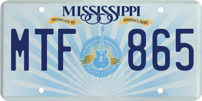 MS license plate MTF865