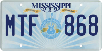 MS license plate MTF868