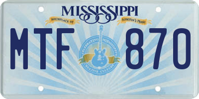 MS license plate MTF870
