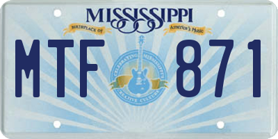 MS license plate MTF871
