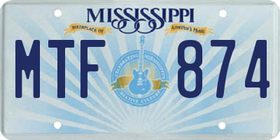 MS license plate MTF874