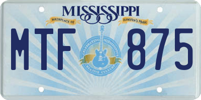 MS license plate MTF875