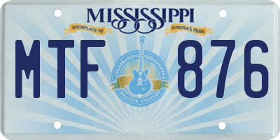 MS license plate MTF876
