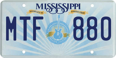 MS license plate MTF880