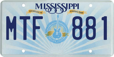 MS license plate MTF881