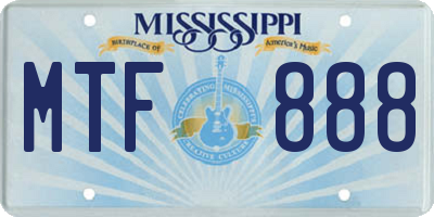 MS license plate MTF888
