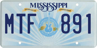 MS license plate MTF891