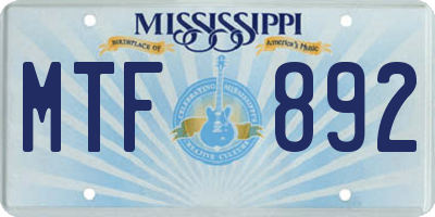 MS license plate MTF892