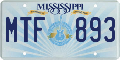 MS license plate MTF893