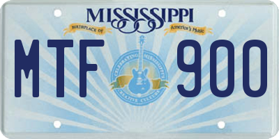 MS license plate MTF900