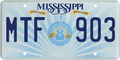 MS license plate MTF903