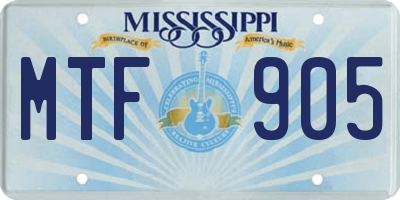 MS license plate MTF905