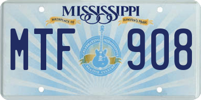 MS license plate MTF908