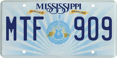 MS license plate MTF909