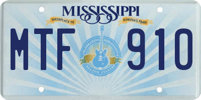 MS license plate MTF910