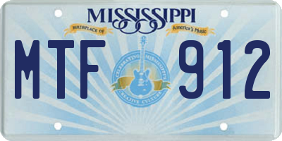 MS license plate MTF912