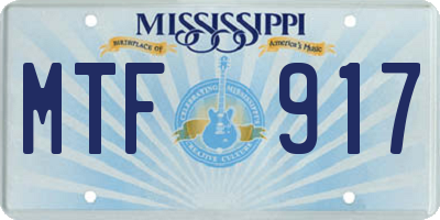 MS license plate MTF917