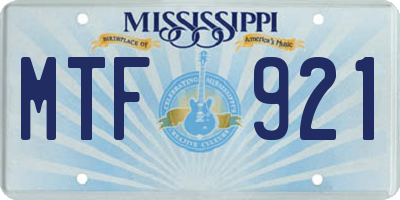 MS license plate MTF921