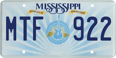 MS license plate MTF922