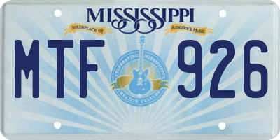 MS license plate MTF926