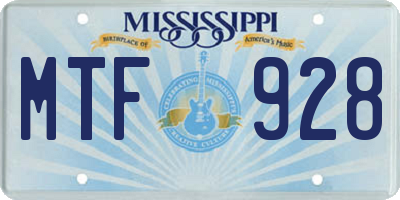 MS license plate MTF928
