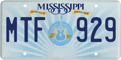 MS license plate MTF929