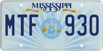 MS license plate MTF930
