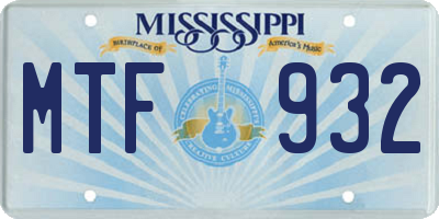 MS license plate MTF932