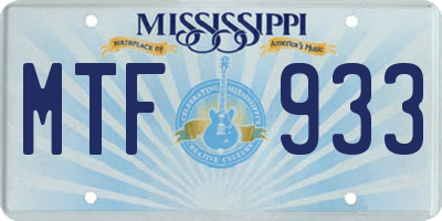 MS license plate MTF933