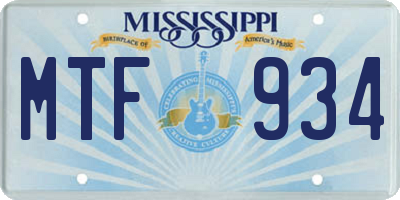 MS license plate MTF934