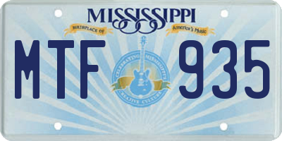 MS license plate MTF935