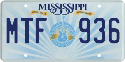 MS license plate MTF936