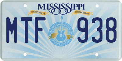 MS license plate MTF938